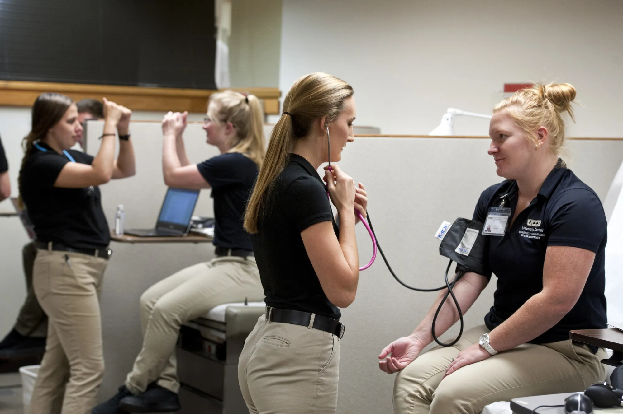 UCCS students in the simulation center